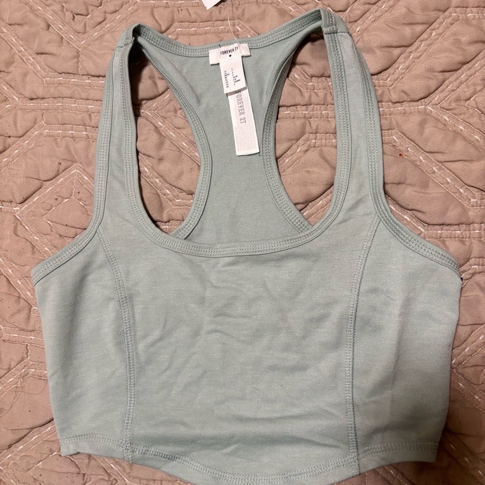 Forever 21 Sage Green Racerback Sports Bra